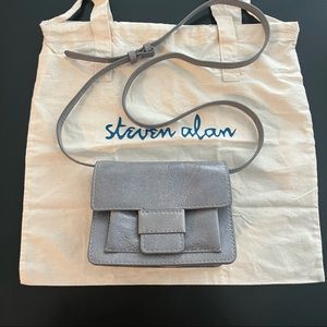 Steven Alan Grey Leather Meryl Baguette Purse